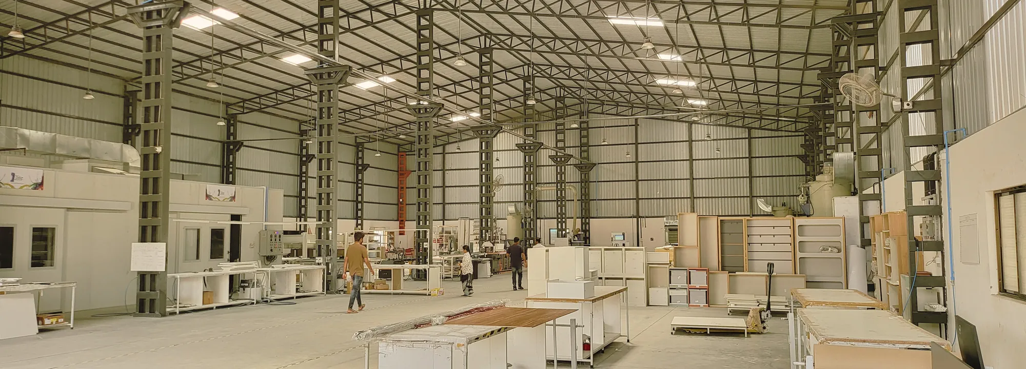 AID Woods manufacturing floor with cabinet carcasses in production