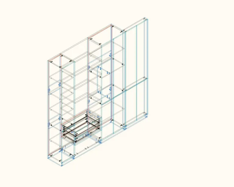 Isometric wireframe with hardware